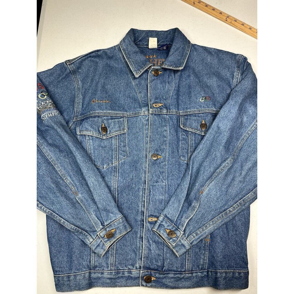 Vintage Ruff Hewn Olympic 1996 Button Down Jean Jacket Size M